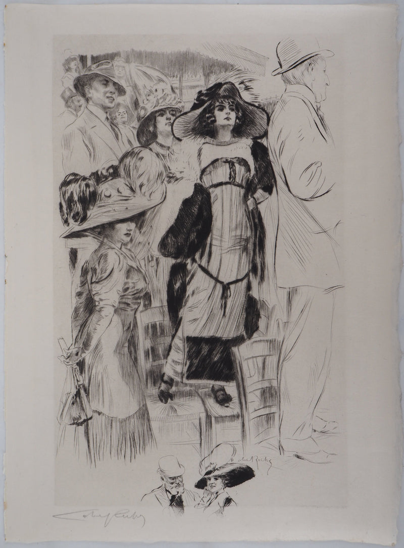 Alméry LOBEL-RICHE : La spectatrice - Gravure (détail)