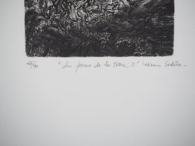 Etienne LODEHO : Les forces de la terre I - Gravure (détail)