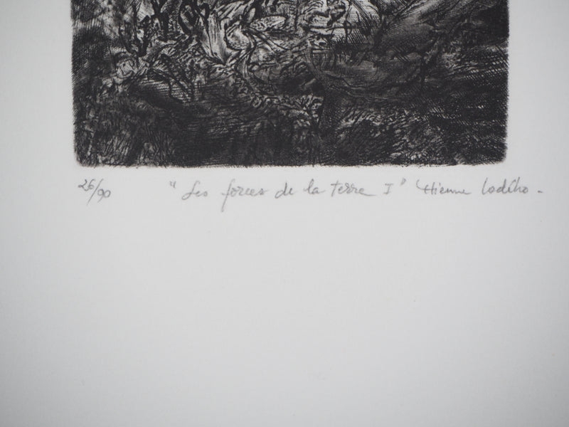 Etienne LODEHO : Les forces de la terre I - Gravure (détail)