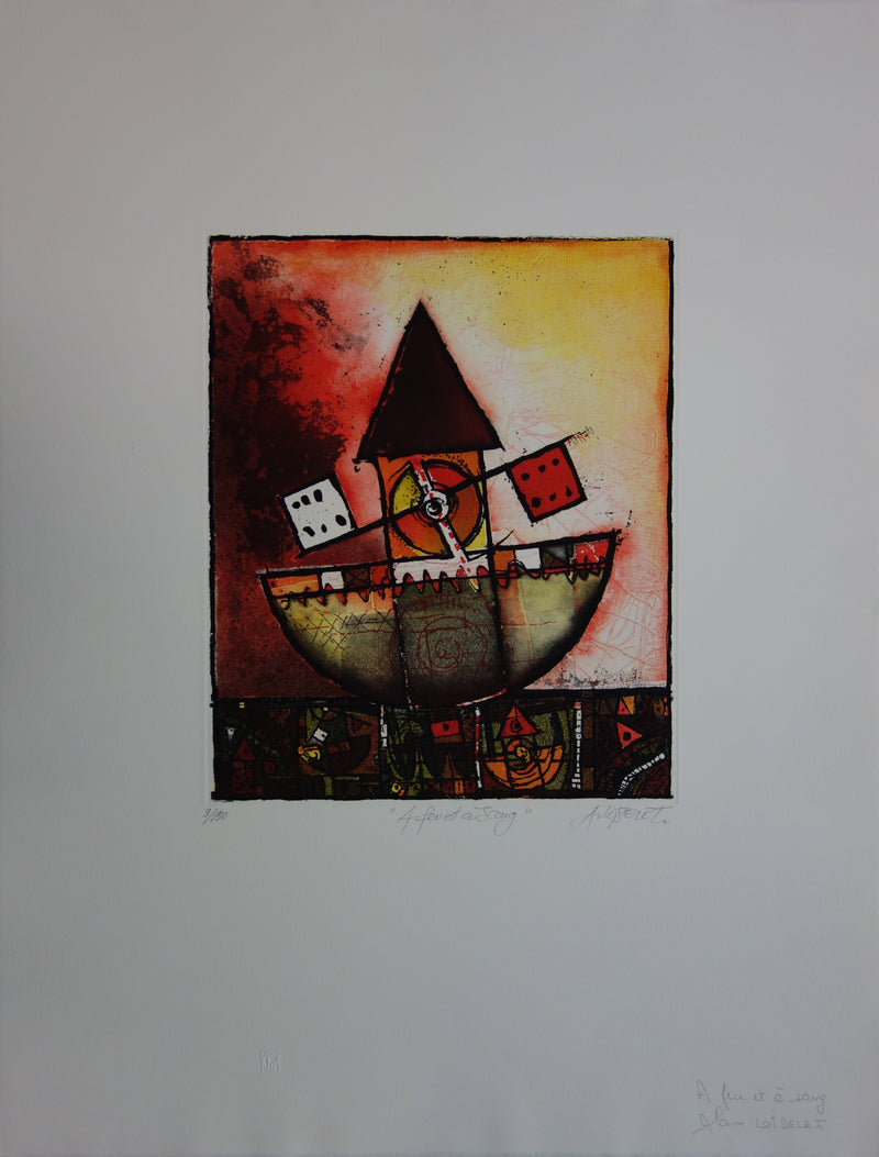 Alain LOISELET : Moulin à vent - Gravure