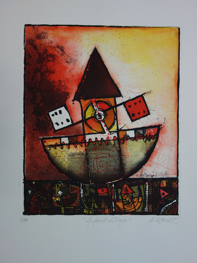 Alain LOISELET : Moulin à vent - Gravure (détail)
