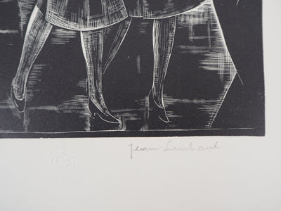 Jean LOMBARD : Sous la pluie, 1925 - Gravure sur bois (détail)