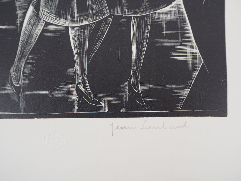 Jean LOMBARD : Sous la pluie, 1925 - Gravure sur bois (détail)