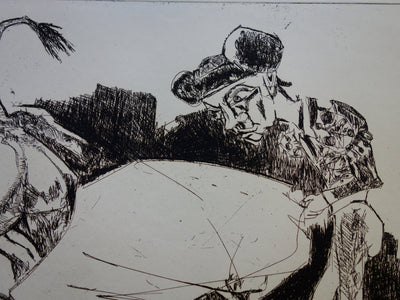 Bernard LORJOU : La passe du Torero - Gravure (détail)