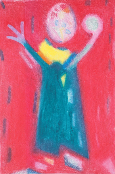 Bernard LORJOU : Personnage sur fond rouge - Gravure