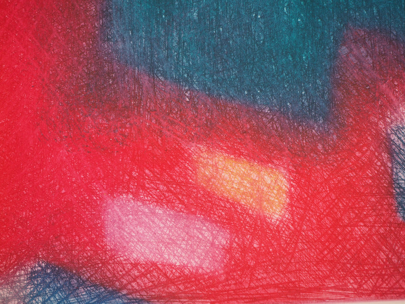 Bernard LORJOU : Personnage sur fond rouge - Gravure (détail)