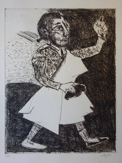 Bernard LORJOU : Le salut du Torero - Gravure (détail)