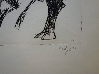 Bernard LORJOU : Torero encorné - Gravure (détail)