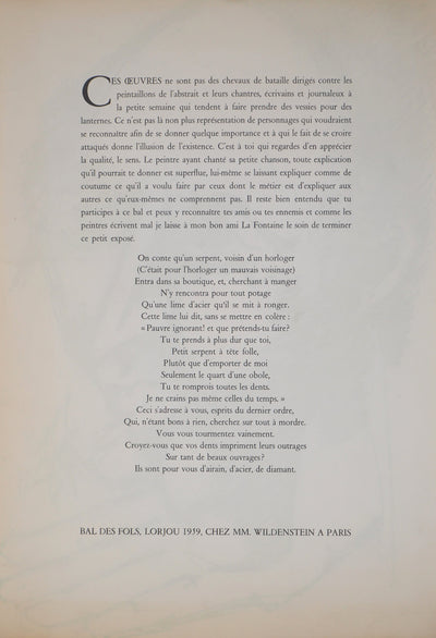 Bernard LORJOU : Bal des fols, 1959 - Lithographie (détail)