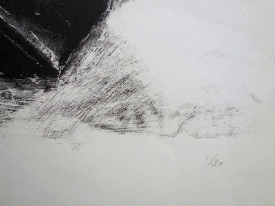 Robert LOTIRON : Port à marée basse - Lithographie (détail)