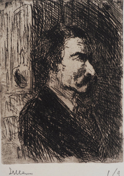 Maximilien LUCE : L'apothicaire  - Gravure (détail)