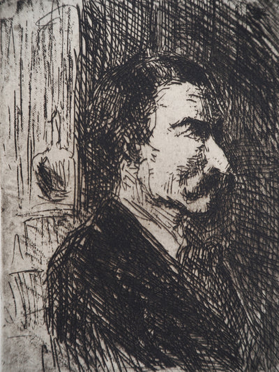 Maximilien LUCE : L'apothicaire  - Gravure (détail)