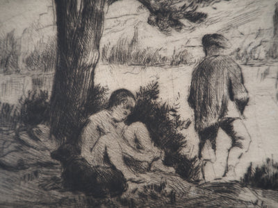 Maximilien LUCE : Après-midi d'Été dans l'Yonne - Gravure (détail)