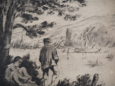 Maximilien LUCE : Après-midi d'Été dans l'Yonne - Gravure (détail)