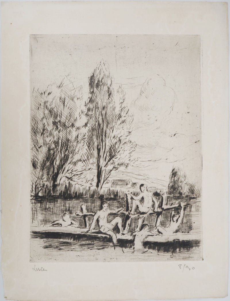 Maximilien LUCE : Baigneurs ( Hommage à Cézanne)  - Gravure