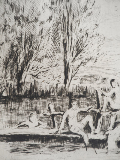 Maximilien LUCE : Baigneurs ( Hommage à Cézanne)  - Gravure (détail)