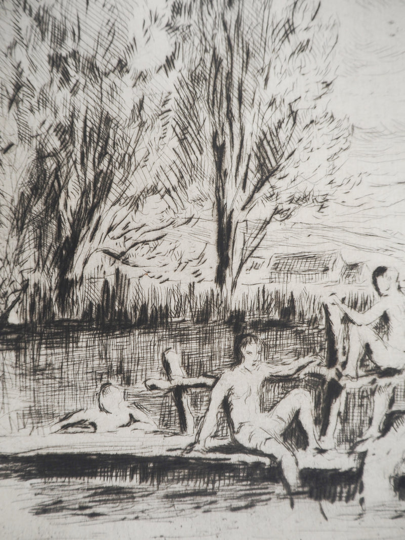 Maximilien LUCE : Baigneurs ( Hommage à Cézanne)  - Gravure (détail)