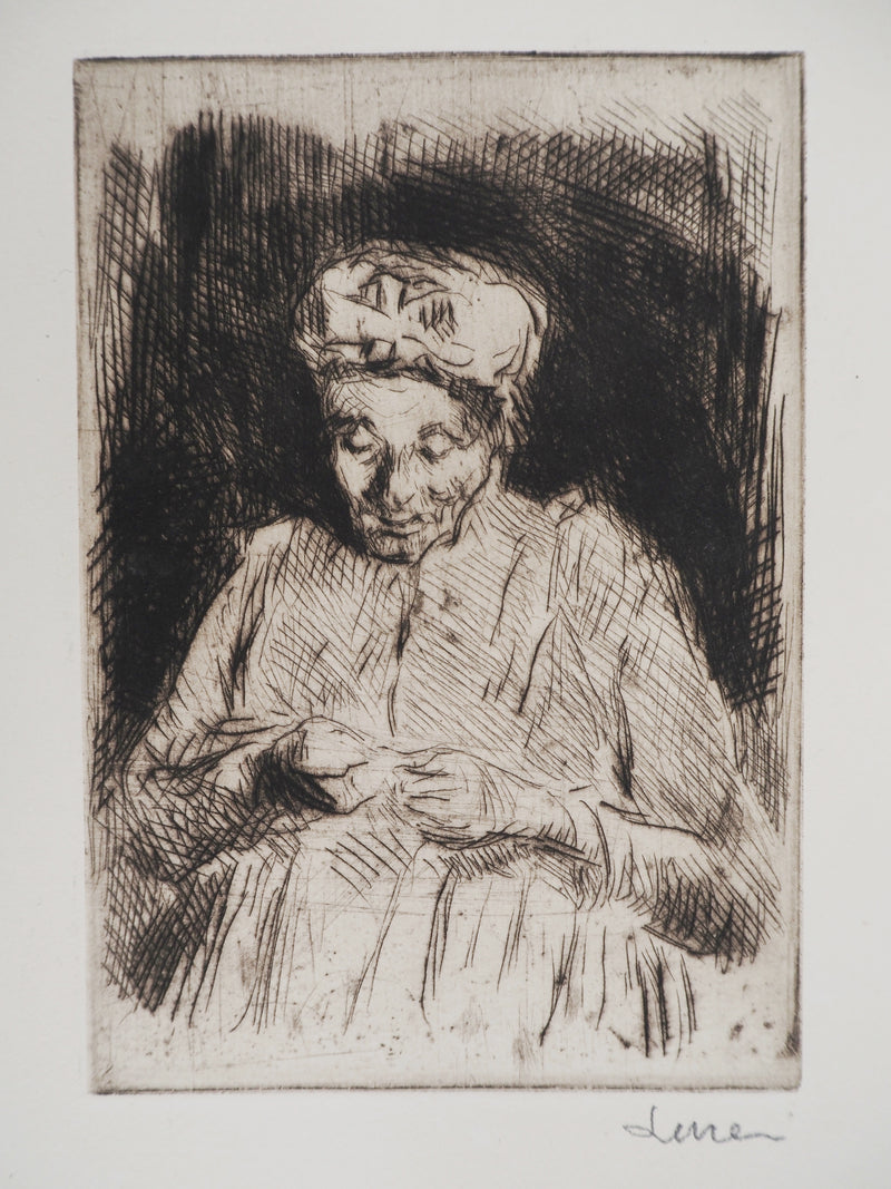 Maximilien LUCE : La dentelière  - Gravure (détail)