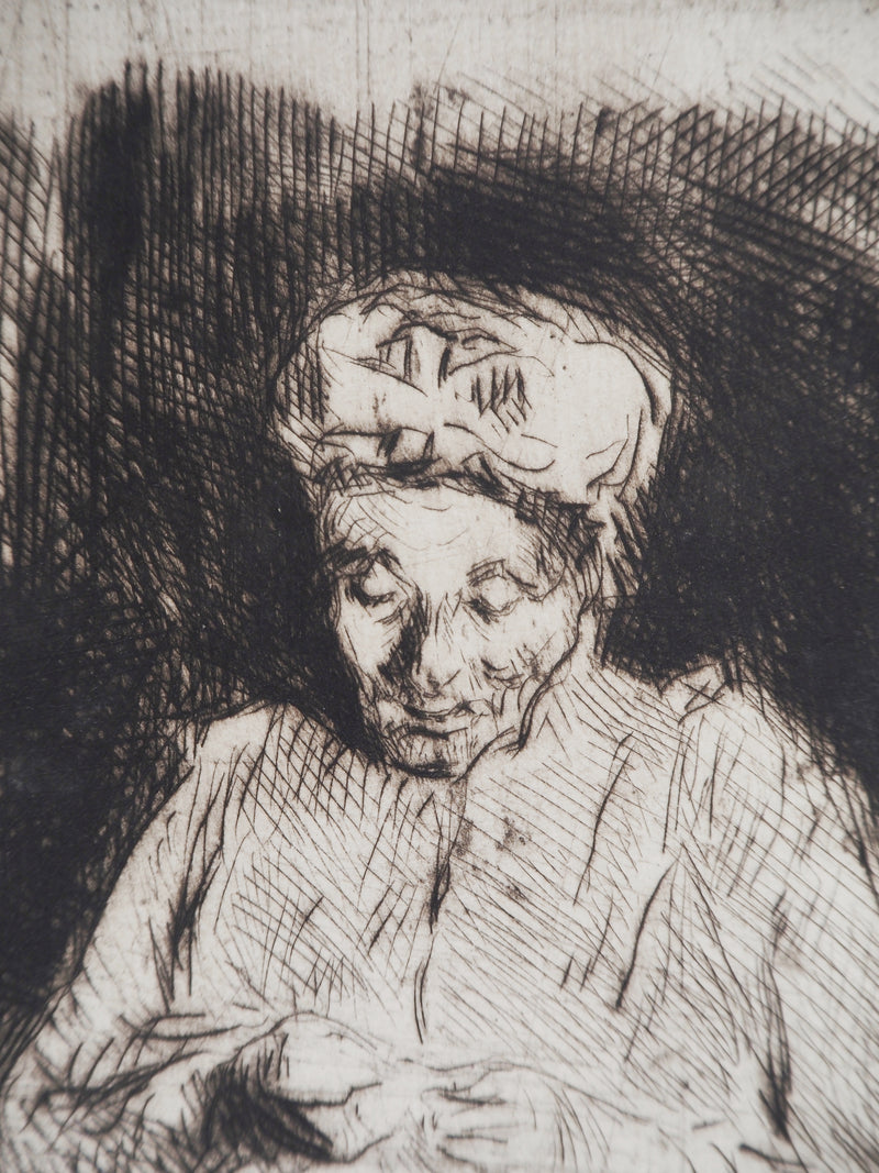 Maximilien LUCE : La dentelière  - Gravure (détail)