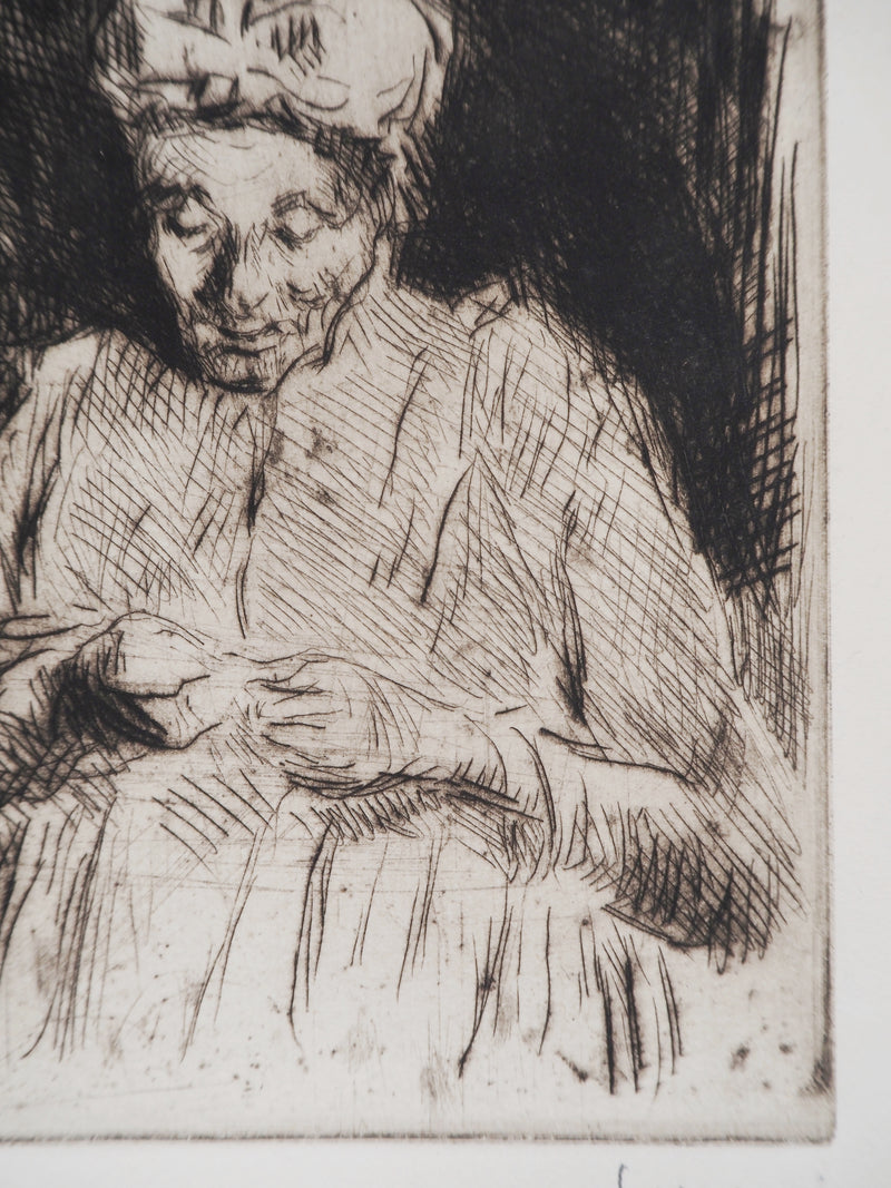 Maximilien LUCE : La dentelière  - Gravure (détail)
