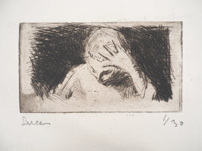 Maximilien LUCE : Enfant à l'étude - Gravure (détail)