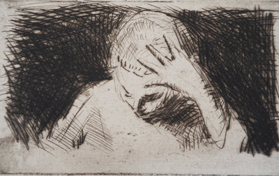 Maximilien LUCE : Enfant à l'étude - Gravure (détail)