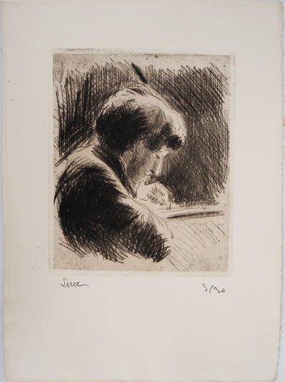 Maximilien LUCE : Femme aux cheveux courts, profil droit  - Gravure