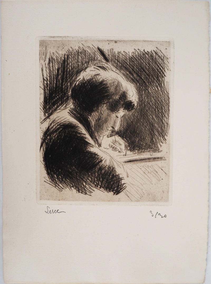 Maximilien LUCE : Femme aux cheveux courts, profil droit  - Gravure
