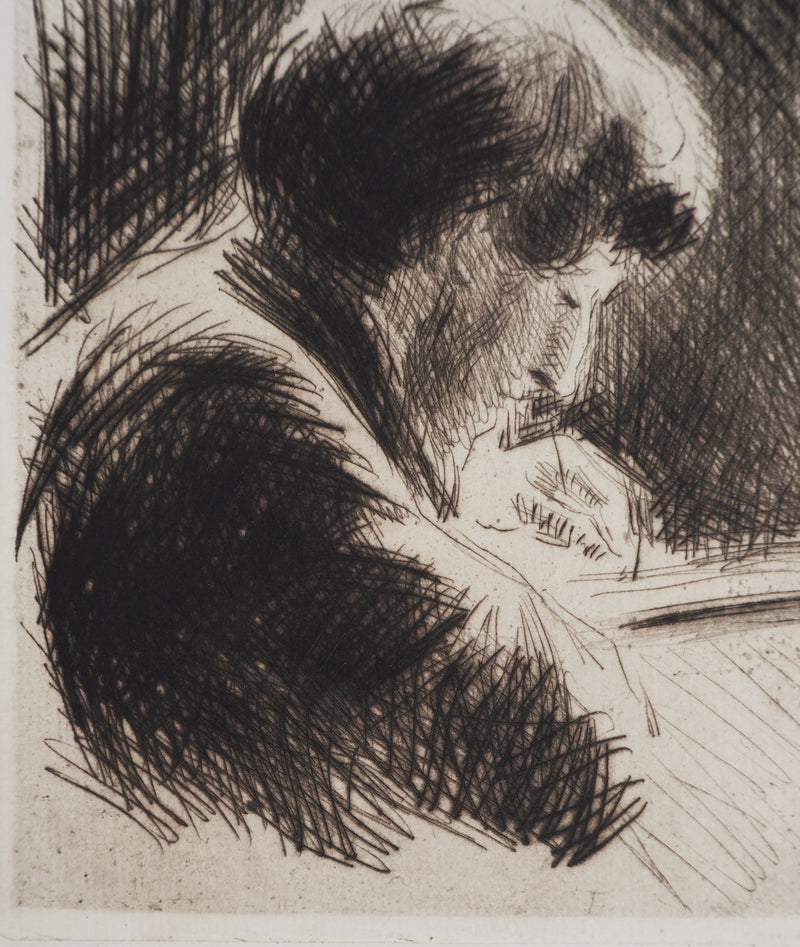 Maximilien LUCE : Femme aux cheveux courts, profil droit  - Gravure (détail)