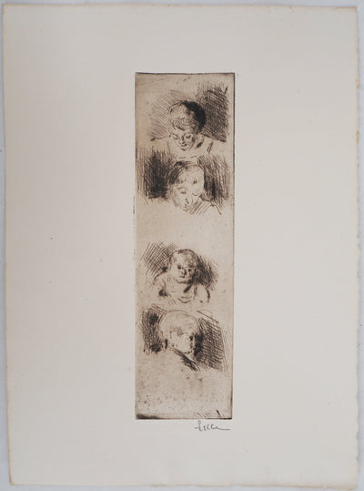 Maximilien LUCE : La Fratrie (Etude de quatre enfants) - Gravure