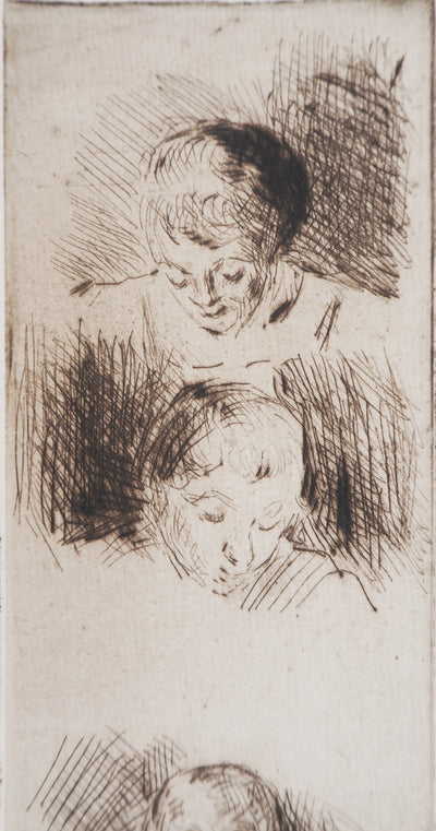 Maximilien LUCE : La Fratrie (Etude de quatre enfants) - Gravure (détail)