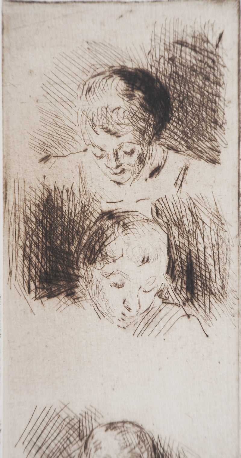 Maximilien LUCE : La Fratrie (Etude de quatre enfants)  - Gravure (détail)