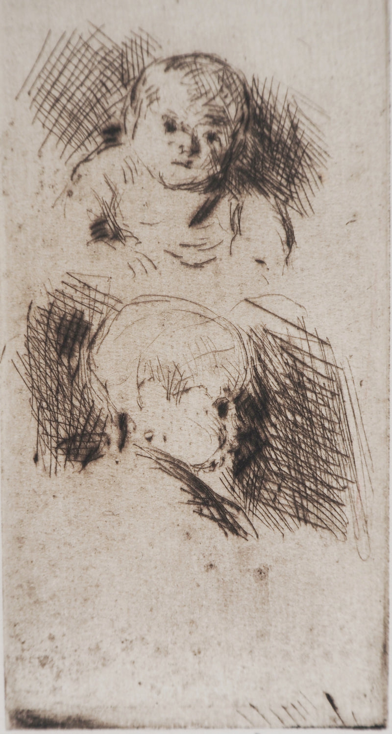 Maximilien LUCE : La Fratrie (Etude de quatre enfants)  - Gravure (détail)