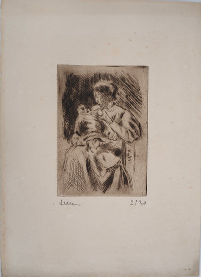 Maximilien LUCE : La Maternité : une mère et son nouveau-né  - Gravure