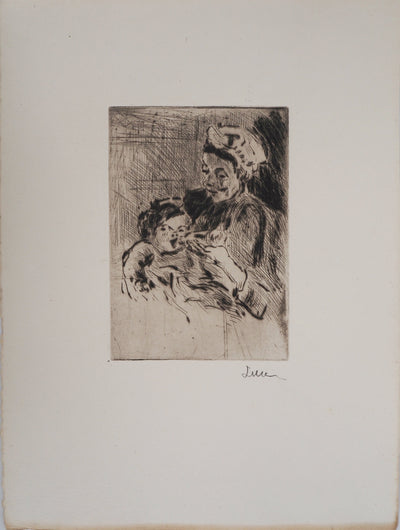 Maximilien LUCE : La Nourrice et le nouveau-né  - Gravure