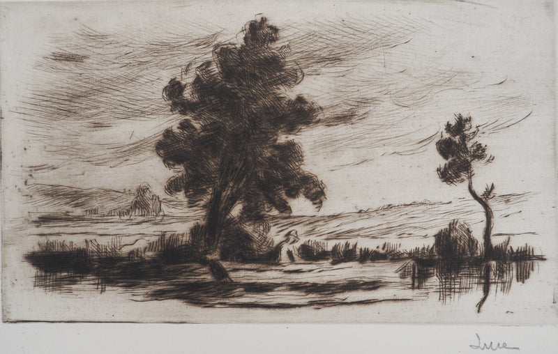 Maximilien LUCE : Paysage Bucolique (Yonne)  - Gravure (détail)