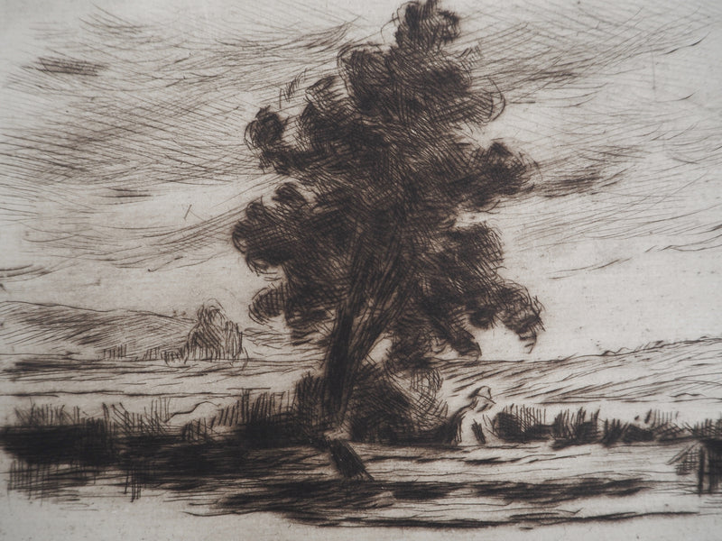 Maximilien LUCE : Paysage Bucolique (Yonne)  - Gravure (détail)