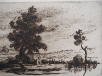 Maximilien LUCE : Paysage Bucolique (Yonne)  - Gravure (détail)