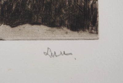 Maximilien LUCE : Paysage d'un village de Yonne  - Gravure (détail)