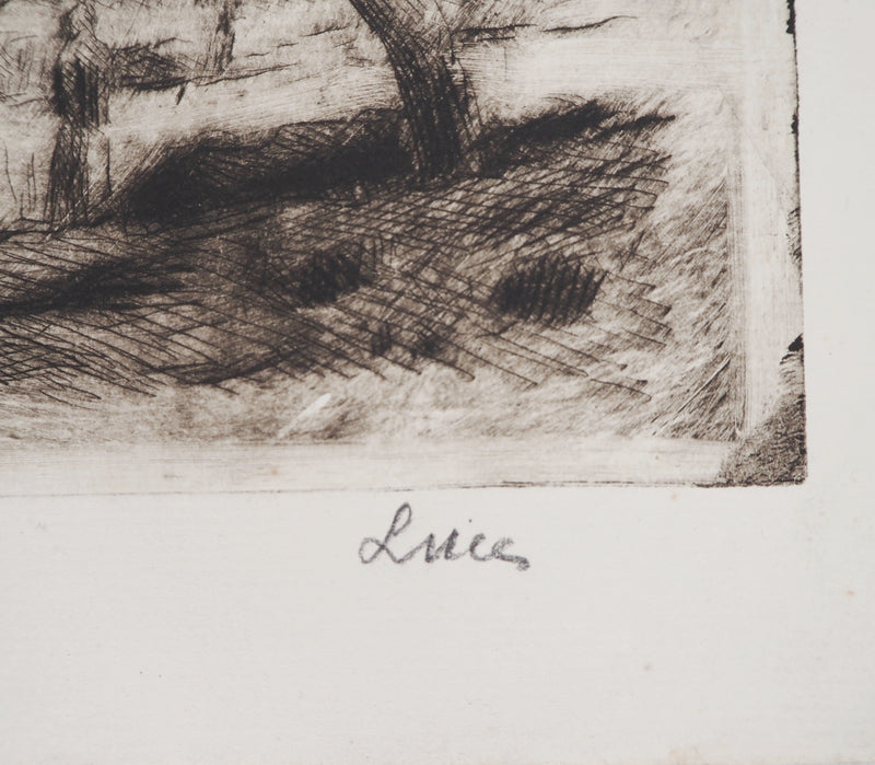 Maximilien LUCE : Paysage de Yonne  - Gravure (détail)