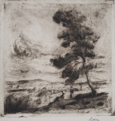 Maximilien LUCE : Paysage de Yonne  - Gravure (détail)