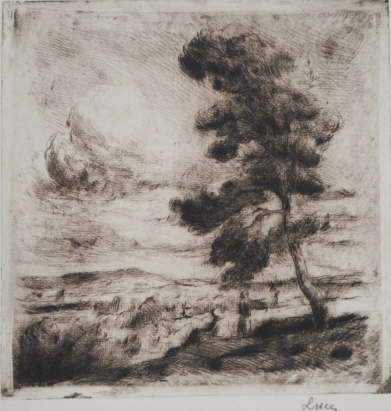 Maximilien LUCE : Paysage de Yonne  - Gravure (détail)
