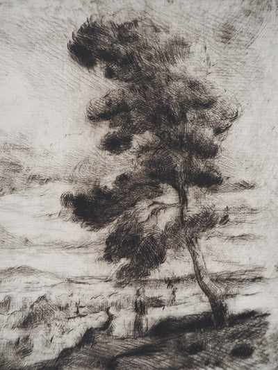 Maximilien LUCE : Paysage de Yonne  - Gravure (détail)