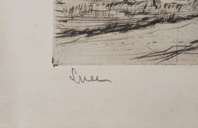 Maximilien LUCE : Paysages : Fontainebleau/Ferme dans les arbres  - Gravure (détail)