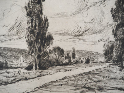Maximilien LUCE : Paysages : Fontainebleau/Ferme dans les arbres  - Gravure (détail)