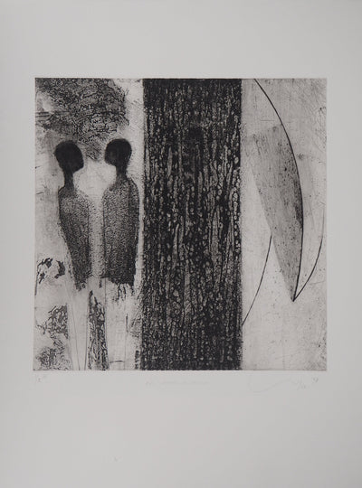 Maximilien LUCE : Personnages surréalistes (El envementro), 1994 - Gravure (détail)