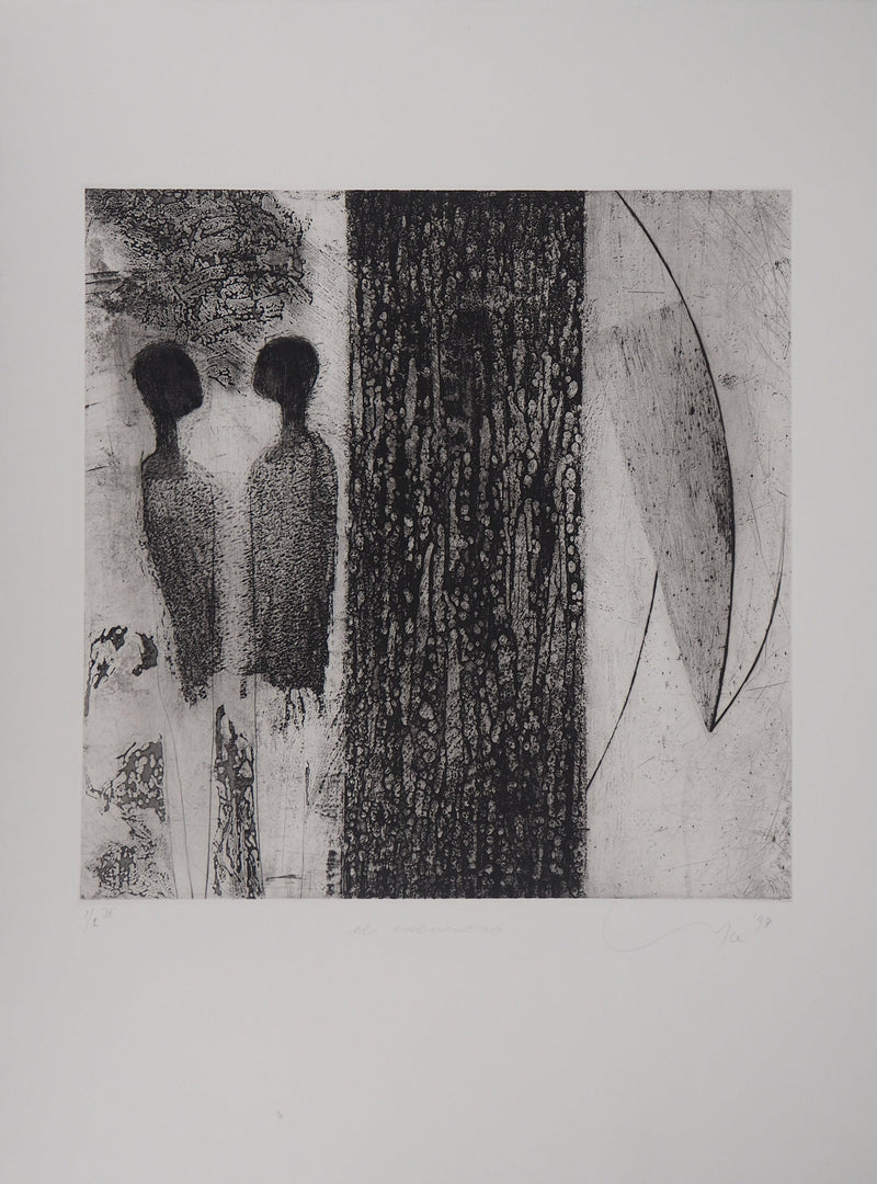 Maximilien LUCE : Personnages surréalistes (El envementro), 1994 - Gravure (détail)