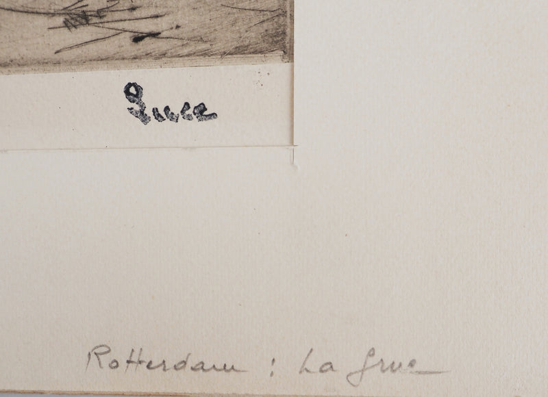 Maximilien LUCE : Rotterdam : La grue ( Marine ) - Gravure (détail)