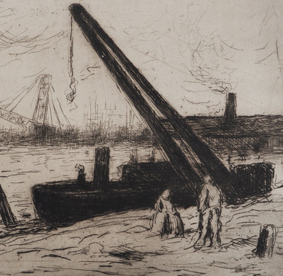 Maximilien LUCE : Rotterdam : La grue ( Marine ) - Gravure (détail)