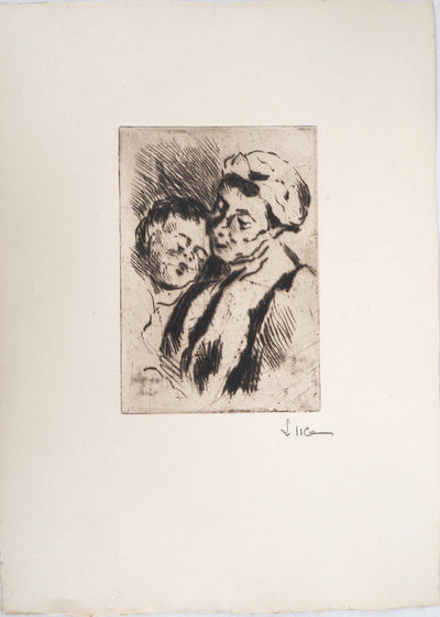 Maximilien LUCE : Tendresse entre la grand-mère et l'enfant  - Gravure